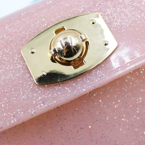 Vista 6 de Bolso pequeño para niñas pequeñas de gelatina de color caramelo, bolso cruzado de hombro, Rosa (Glitter Pink)