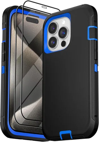 Vista 13 de Funda para iPhone 15 Pro Max (6.7 pulgadas), con 2 protectores de pantalla de vidrio templado