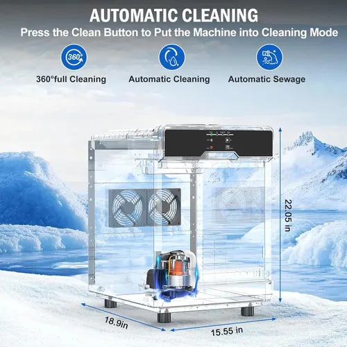Vista 7 de Máquina de hielo Nugget para encimera 40 libras/día, contenedor de hielo de 10 libras, máquina de hielo de pellets suaves masticables de acero