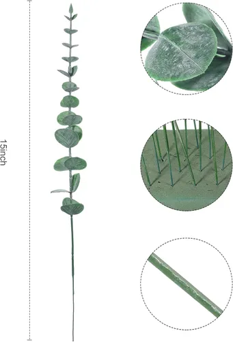 Vista 2 de Canlierr 100 tallos de eucalipto, hojas de eucalipto artificiales, decoración de ramas verdes para centros de mesa de boda, ramo de flores, casa
