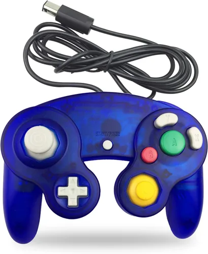 Vista 2 de GameCube Controller areme 1Pack Classic Control con cable con cable de extensión para consola Nintendo Wii Gamecube GC Transparente Azul