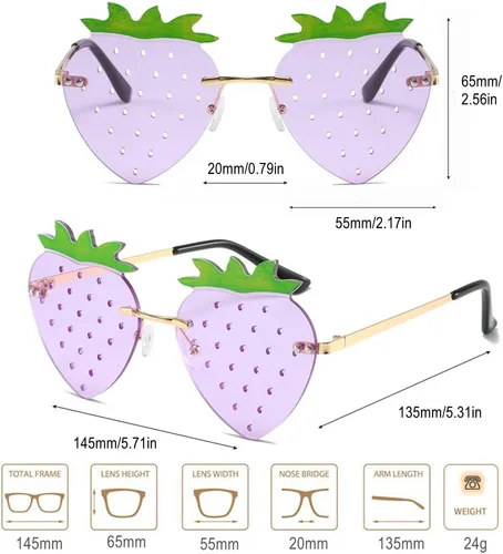 Vista 4 de BAWUYI Lindas gafas de sol en forma de fresa para mujeres, hombres, niñas, niños, accesorios de fiesta de graduación, Halloween, Navidad, disfraces
