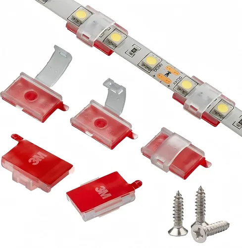 Vista 10 de Paquete de 100 clips de fijación para tira de luces LED de 0.394-0.669 in de ancho IP67/68 Clip de montaje de tira LED autoadhesiva clips