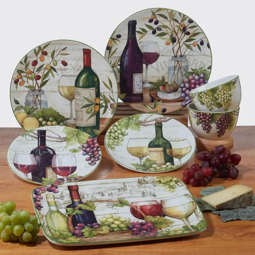 Vista 4 de Certified International Meadow Brook - Platos para canapé/almuerzo/aperitivo de 6 pulgadas, diseños surtidos, multicolor, grande, juego de 4