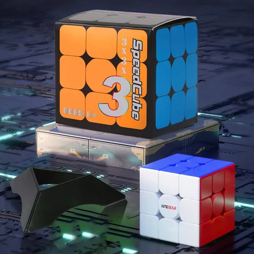Vista 6 de INTEGEAR Cubo magnético de velocidad de tamaño completo de 56mm, sin calcomanías, 3x3, fácil de girar y suave, duradero, rompecabezas de juguete