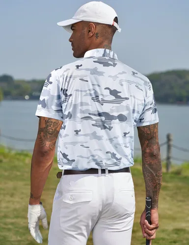 Vista 176 de TAPULCO Camisetas tipo polo de secado rápido para hombre, diseño de camuflaje, atléticas, ligeras, transpirables, casuales, para golf