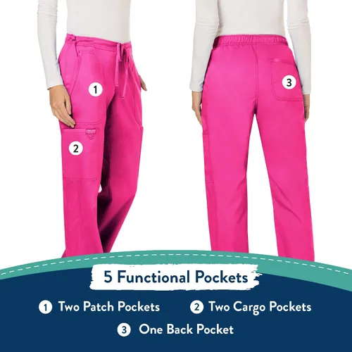 Vista 5 de Cherokee - Pantalones quirúrgicos elásticos Workwear Revolution WW120 para mujer, suaves y con cordón ajustable