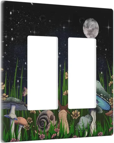 Vista 88 de Bear Moose Lodge Woodland - Placa de interruptor de luz dúplex individual de 1 banda, cubierta de salida decorativa de pared, placa frontal