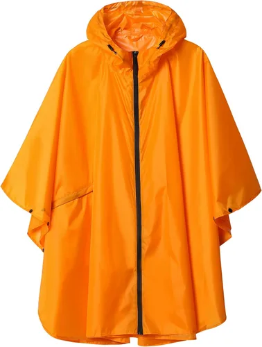 Vista 8 de SaphiRose - Poncho de lluvia unisex impermeable con capucha para mujeres adultas con bolsillos A-negro-blanco