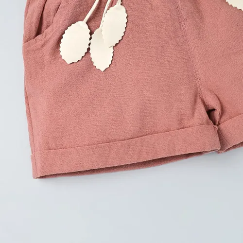 Vista 9 de FOCUTEBB Conjunto de ropa de verano para bebé niña, camiseta y pantalones cortos de lino con cinturón, lindo conjunto de ropa