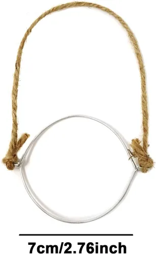 Vista 2 de Honbay 6 ganchos para tarros de masón, anillo de metal con mango de cuerda de cáñamo para tarros de boca regular