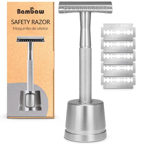 Vista 15 de Bambaw Maquinilla de afeitar de seguridad para hombres con 5 cuchillas, maquinilla de afeitar de seguridad de doble filo para hombres, maquinilla