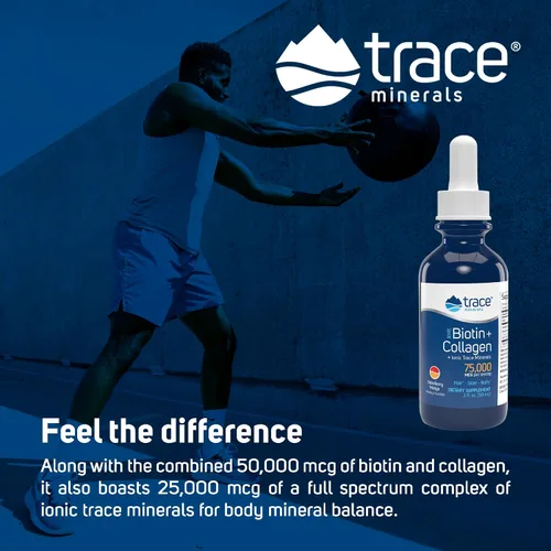 Vista 5 de Trace Minerals Biotina iónica líquida + colágeno 75,000mcg 2 oz Líquido