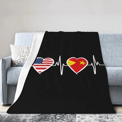 Vista 10 de Manta de franela cálida y ultrasuave con la bandera de Estados Unidos y Maryland, manta negra para todas las estaciones, decoración del hogar