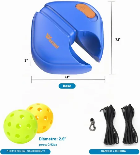 Vista 6 de Westant Match Buddy Pickleball Trainer & Rebounder with 2 Balls Azul