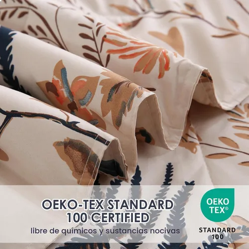 Vista 3 de JSD Juego de edredón Queen con estampado floral bohemio