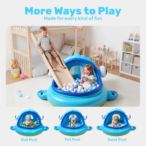 Vista 7 de JOYIN Piscina inflable para niños, tienda de campaña de piscina para bebés de ballena, piscina infantil para niños (54 x 56 x 28 pulgadas), piscina