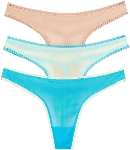 Vista 12 de OnGossamer Tanga G de malla OnGossamer para mujer, paquete de 3 Negro