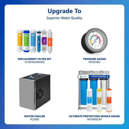 Vista 9 de Express Water Sistema de filtración de agua de ósmosis inversa alcalina de 10 etapas - Filtro de agua para debajo del fregadero con llave y Níquel