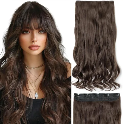 Vista 44 de S-noilite Extensiones de cabello de una pieza con clip, color rubio balayage de 18 pulgadas, en forma de U, extensiones de cabello de trama de una