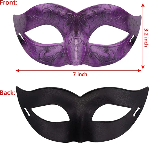 Vista 2 de FEQO 48 máscaras de mascarada, máscaras antiguas vintage venecianas