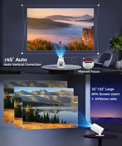 Vista 8 de Magcubic HY300PRO Mini proyector con WiFi y Bluetooth, soporte 4K inteligente proyector portátil Keystone automático, control remoto de mouse
