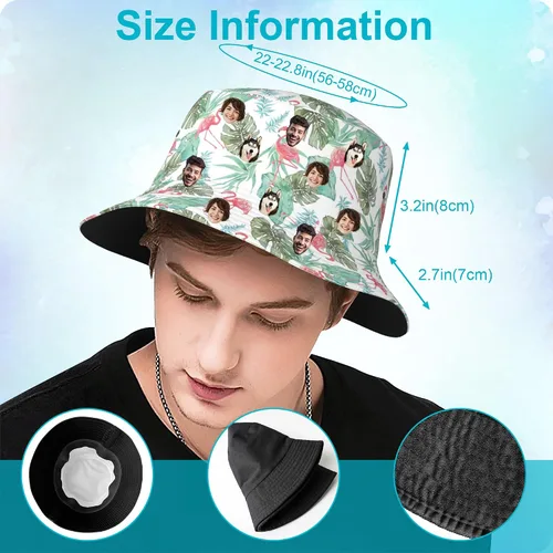 Vista 5 de Sombreros de pescador personalizados para mujeres y hombres, diseño personalizado de tu propio texto, logotipo, foto, sombrero de pescador
