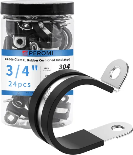 Vista 12 de 12 piezas de abrazaderas de cable dobles de 1-1/2" con refuerzo remachado actualizado, abrazaderas de tubo de bucle aislado con almohadilla de goma