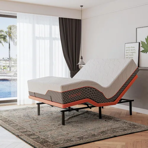 Vista 11 de ESHINE Base de cama ajustable + colchón híbrido de 14 pulgadas Twin XL (Suave Medio) - Espuma viscoelástica de gel de lujo, bases de cama con Gris