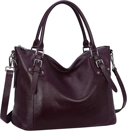 Vista 9 de HESHE - Carteras y bolsos de cuero genuino para mujer, bolso de mano, bolso de hombro, bolso de asa superior, bolso cruzado, bolso tipo morral