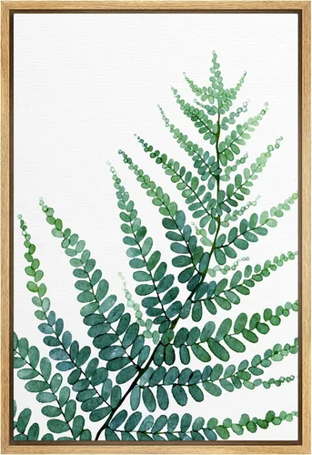 Vista 13 de SIGNWIN Lienzo enmarcado para pared, acuarela verde, bosque, helecho, planta, naturaleza, ilustraciones de área silvestre, arte moderno, rústico