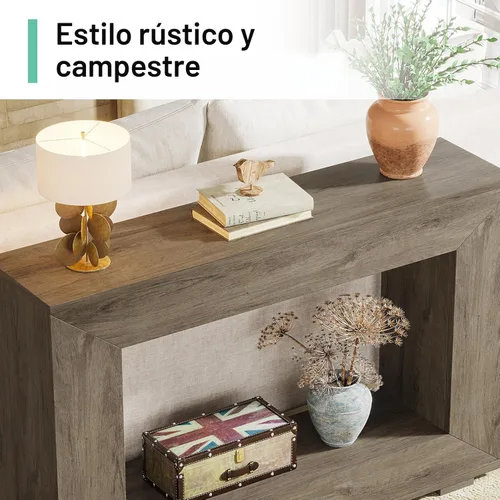 Vista 7 de Tribesigns - Mesa consola de granja, mesa consola de entrada de 47 pulgadas con almacenamiento, mesa de acento industrial para pasillo de sala