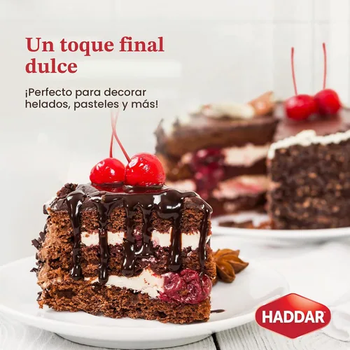 Vista 3 de Haddar Cerezas marrasquinas rojas con tallos, 12.6 onzas Cerezas de cóctel a la antigua Cerezas dulces y vibrantes para adornar postres