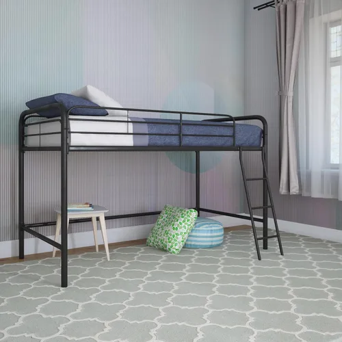 Vista 15 de DHP Jett Junior - Cama tipo loft de metal, tamaño individual, color azul marino