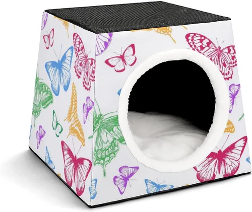 Vista 13 de Cama interior para gatos, sofá para gatos, cubo de gato impreso con almohada pequeña para gatitos, perros pequeños, bloques