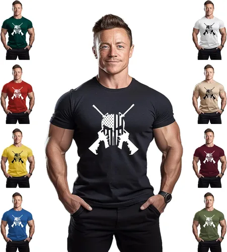 Vista 3 de ReedCA Gun Punisher UA - Mens Bodybuilding T-Shirts Workout Fitness Fashion Cotton Short Sleeve