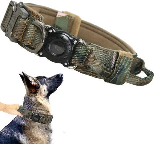 Vista 14 de Collar táctico para perro, ajustable, militar, de nailon, con asa de control y hebilla de metal resistente para perros medianos y grandes (negro, S)