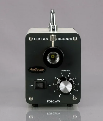 Vista 3 de AmScope Iluminador dual del microscopio de las luces del cuello de cisne de la fibra óptica de LED-20WY 20W LED