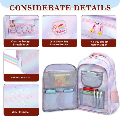 Vista 5 de Mochila escolar para niñas, mochila para computadora portátil, mochila escolar linda para niños y jardín de infantes, mochilas grandes para mujeres