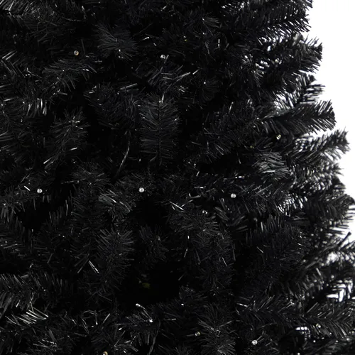 Vista 5 de Nearly Natural Árbol de Navidad artificial negro de 6 pies con 400 luces LED transparentes y 1036 puntas
