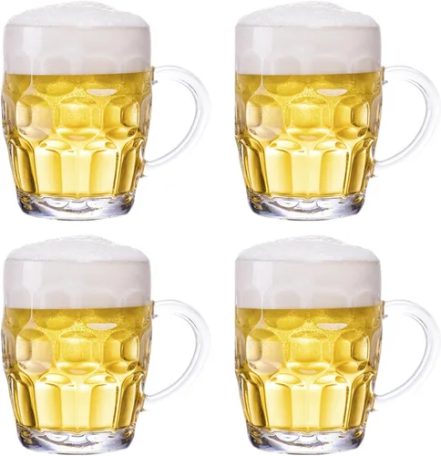Vista 10 de Dimple Stein - Juego de tazas de cerveza de 10 onzas con asa, tazas de cerveza de vidrio, aptas para lavavajillas y congelador, transparentes