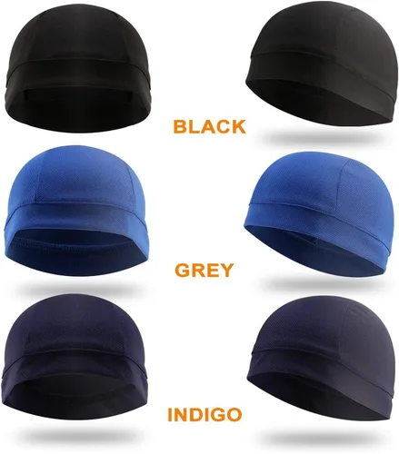 Vista 5 de 3 Pack Cooling Skull Cap Helmet Liner Sweat Wicking Cycling Running Hat for Men Women