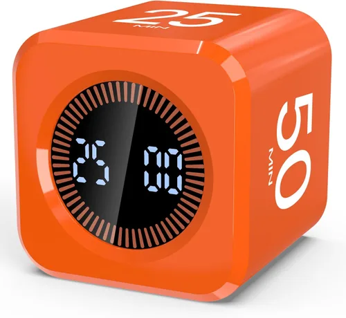 Vista 9 de Cubo de temporizador digital Pomodoro de 5/10/25/50 minutos, temporizador de productividad visual para escritorio de aula, cuenta regresiva Negro