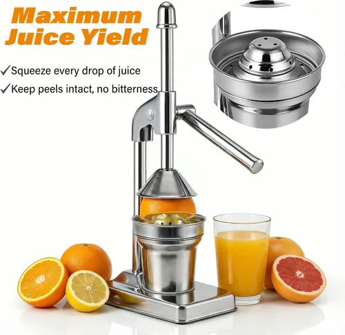 Vista 2 de Exprimidor manual de hierro fundido, exprimidor manual de acero inoxidable, exprimidor de limón cítrico resistente, prensa de jugo de hierro fundido