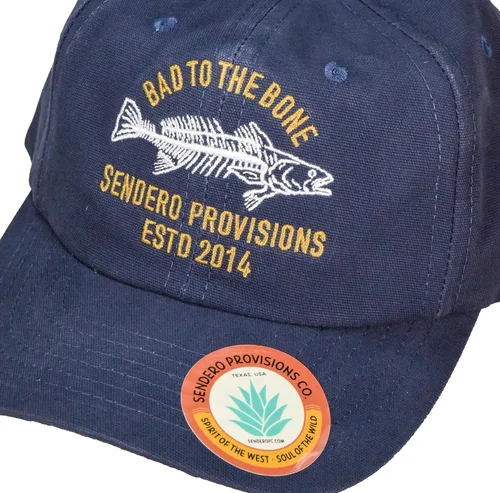 Vista 5 de Sendero Provisions Co. Sombrero Snapback ajustable al aire libre con diseño bordado Bad to The Bone (negro), Azul