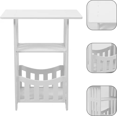Vista 9 de Garneck Mesita de noche mesa auxiliar para sofá, mesa auxiliar de café, mesa de sofá, mesas pequeñas para espacios, sofá, mesa redonda, tablero