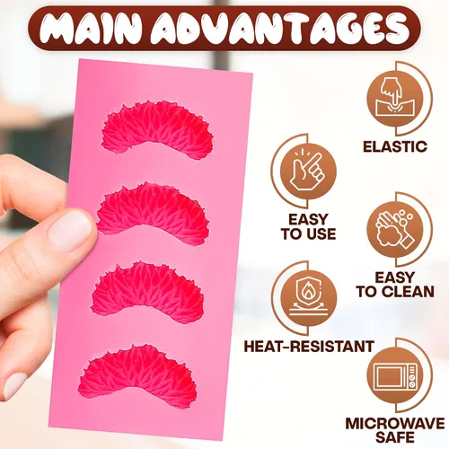 Vista 4 de 5 moldes de frutas de silicona, mini moldes de goma de silicona de 1 pulgada con 5 formas realistas de moldes de frutas 3D, diseño de fácil
