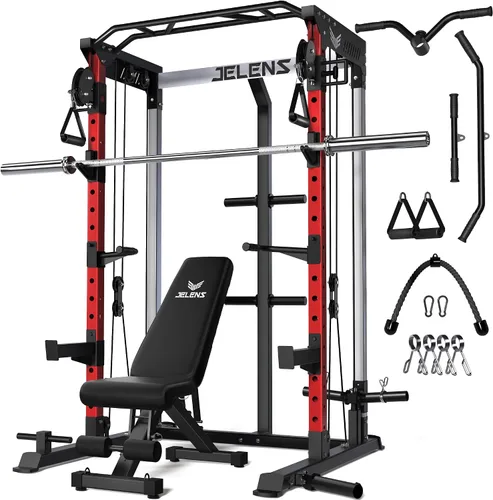 Vista 34 de C21 Power Cage 2000LBS Multi-Function Power Rack with Independent Dual Pulley System, All-in-One Squat Rack for Cable Crossover, Home Gym Workout