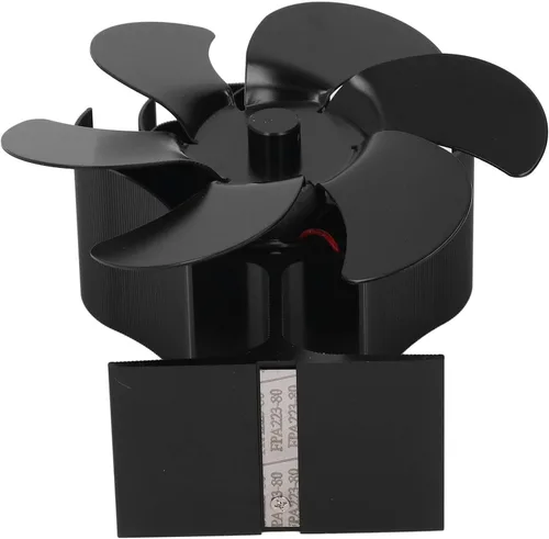Vista 2 de Ventilador de estufa de 6 aspas, ventilador de estufa de leña con arranque automático, ventilador de chimenea, diámetro negro, circulación de aire