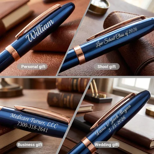 Vista 3 de Ancolo Pluma estilográfica de negocios de lujo personalizada con caja de bolígrafo, bolígrafos de calidad, cuerpo de metal, personalizado